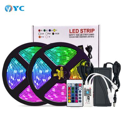 China Warehouse Multi Colors Music Sync RGB Ceiling Crome LED Strip Lights 5M 10m 15M SMD5050 WiFi Smart Remote Control Set for sale