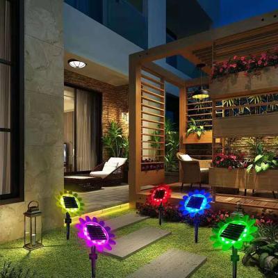 China 21Keys Remote Control Outdoor Garden Lawn Lights Waterproof IP68 8 Modes Christmas Decoration RGB LED Solar Flower Petal Lamp for sale