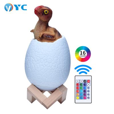 China Modern Hot Selling Product 16 Colors Changing Desk Lamp Touch 3D Remote Control Dinosaur Egg Shape Led Night Light for sale