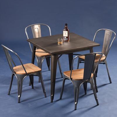 China Restaurant Set Cheap Steel Vintage Retro Industrial Cafe Restaurant Events Tables And Chairs for sale