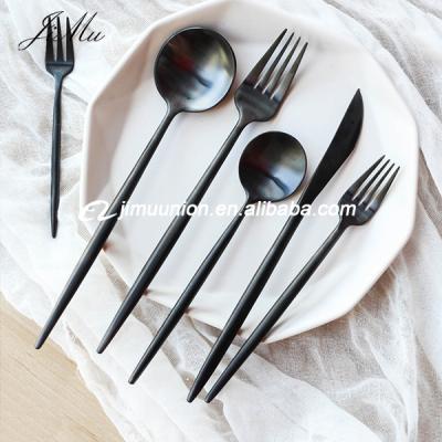 China Home/Bar/Restaurant/Hotel Hotel Wholesale Event Wedding Flatware Matte Stainless Steel Black Cutlery Supply Fork and Spoon Set for sale