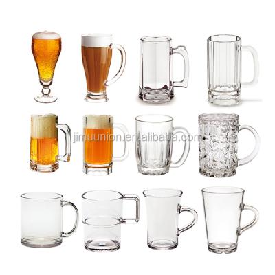 China Wholesale Promotional Unbreakable Polycarbonate Shatterproof PC Custom Logo Personalized Unique Plastic Beer Drinking Mugs With Handle for sale