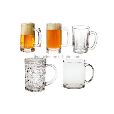 China Wholesale Unbreakable Stocked Thick Plastic Glass Beer Juice Mugs Cups Bar Party Polycarbonate 12OZ 14OZ for sale