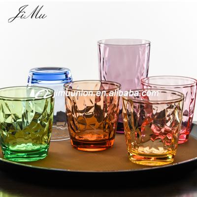 China Restaurant Modern Custom Round Color Frosted Polycarbonate Water Wine PC Stackable Plastic Tumbler Cup For Juice for sale