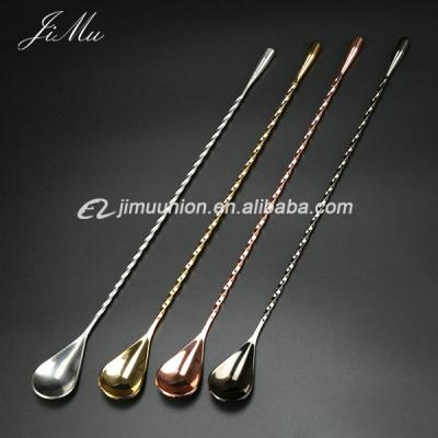 China Modern Bar Tools Accessories Two Head Stainless Steel With Long Twist Handle Stir Bar Spoon for sale