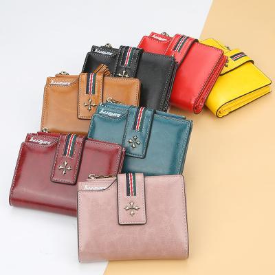 China New Wallet ZX1001 Ladies Tassel Zipper Women's Wallet Leather Coin Purse Wallet Women 2022 Short Instant Oil Waterproof Wax for sale