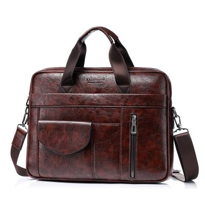 China W2120 High Quality Men's Messenger Handbag Business PU Briefcase Men's Single Shoulder Bag Electronic File Handbag New Retro for sale