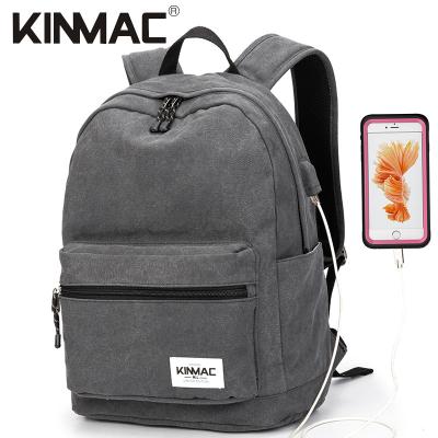 China With Kinmac USB Waterproof Canvas Laptop Backpack with Massage Pad Straps and USB Charging Port for Laptop up to 15.6 inch for sale