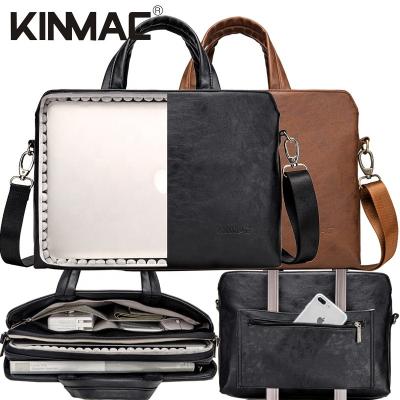 China Kinmac 360 Degree High Quality Leather Water Resistant Laptop Shoulder Protective HandBag Messenger with All-Direction High Cushion 14 inch for sale