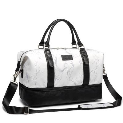 China Wholesale Fashion Kinmac Cheapest Gym White Marble Bag With Shoe Compartment Women Luggage Sports Fitness Black Waterproof Duffel Bag for sale