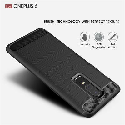 Chine Couverture de brosse pour le cas de téléphone de fibre de carbone de couverture de cas de noir d'Oneplus 6 Tpu à vendre