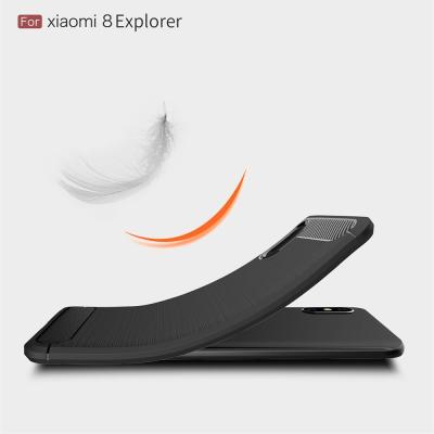 China For Xiaomi Mi 8 Explore Tpu Silicone Case Carbon Fiber Brush Cell Phone Cover for sale