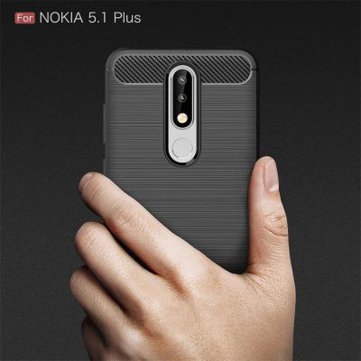 China Brushed Carbon Fiber Soft Silicone Tpu Cover Case For Nokia 5.1 plus for sale