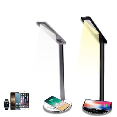 China 2 in 1 Trending products 2019 LED Table Lamp Folding Touch Eye Protection Desk Lamp Fast Wireless Charger for iphone for samsung for sale