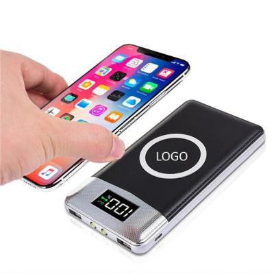 China OEM logo portable mobile accessories QI wireless charger power bank 10000mah 12000mah dual usb output mobile phone power bank for sale