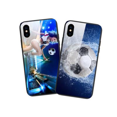 China Professional Customized logo and Picture Clean Glass glitter phone case printing service for sale