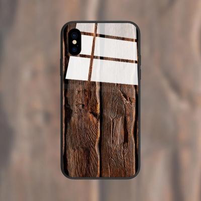 China 2018 Newest Tempered Glass Wood PU Phone Case For iphone X Customized Wood Phone Case for sale