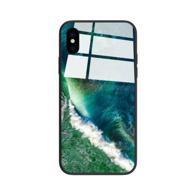 China Glossy Marble Design Custom TPU Mobile phone Cover for iPhone X Tempered Glass Phone Case for sale