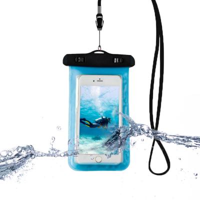 China Float Airbag Waterproof Swimming Bag Mobile Phone Case Cover Dry Pouch Universal Diving Waterproof Phone Bag for sale