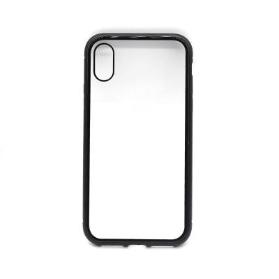 China Magnetic Adsorption Metal Phone Case for iPhone X 8 Plus Full Coverage Aluminum Alloy Frame with Tempered Glass Back Cover 2018 for sale