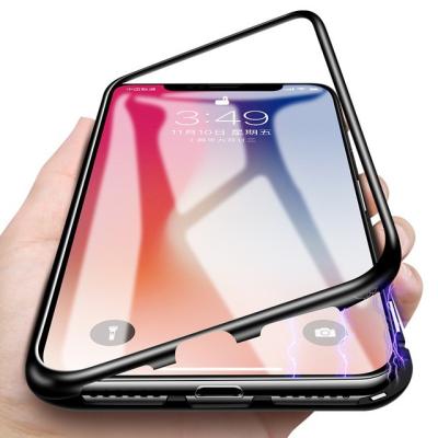 China 2018 accesorios del teléfono caja magnética del teléfono de 360 grados con la cubierta de cristal moderada del teléfono móvil del metal para el iphone X/Xs/Xs max/Xr en venta