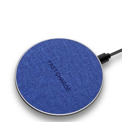 China 10W Jean Fabric Qi Wireless Charger Fast Charging Pad for iPhone X 8 8 Plus for Samsung S8 S7 Wireless Charger for sale