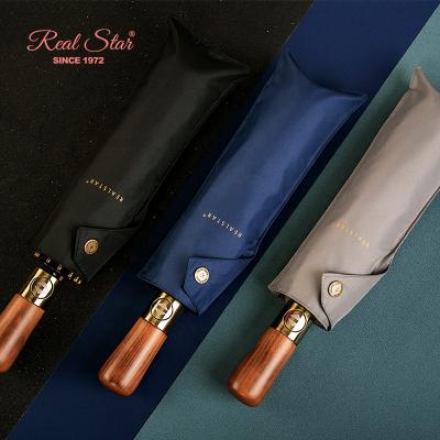 China Morden Star 2021 New Real Star 10 Fold Umbrella RST Open Umbrella Large Size Luxury High Quality Wood Fold Automatic Narrow For Man for sale