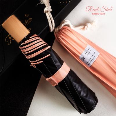 China Morden RST Luxury 3 Star Double Layer Parasol Real Sun and Rain Times Umbrella For Lady Wooden Handle Umbrella for sale