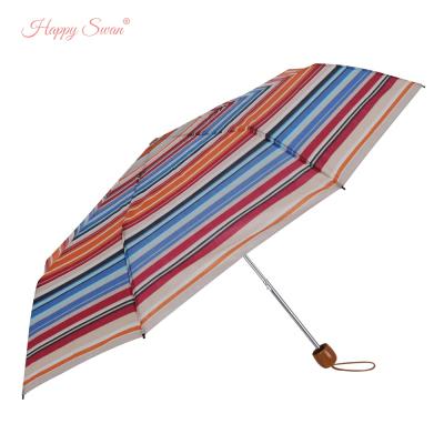 China Wholesale Cheap Swan CLASSIC Happy Rainbow Stripe Folding Umbrella for sale