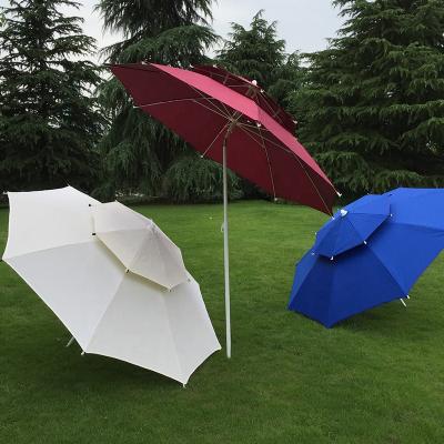 China Modern RST Double Layer Beach Umbrella Strong Sturdy Tilt Large Sun And Rain Protect Outdoor Garden Umbrella for sale