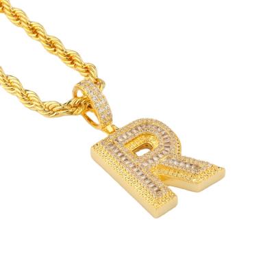 China Popular Custom Hiphop Big Letter Pendant 925 Silver And Brass Letter A-Z Zircon Diamonds Pendant for sale