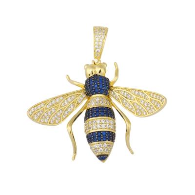 China Wholesale Hip Hop Hip Hop Iced Out Diamond Gold Plated Honey Bee Pendant Iced Out New Drop Fighting Bee Pendant for sale