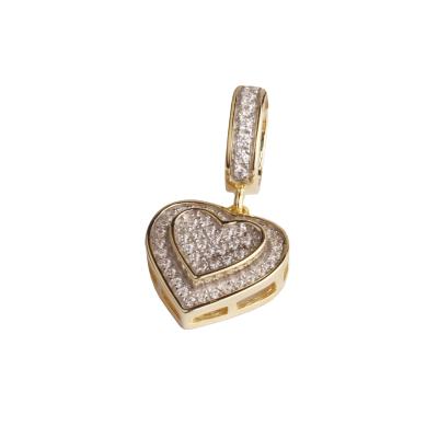 China Hiphop Fashion 18K Gold Plated Beautiful CZ 925 Sterling Silver Heart Pendants Iced Out Necklaces for sale