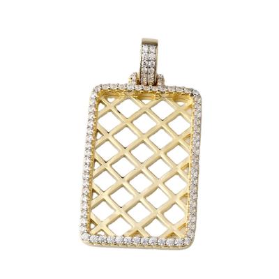 China Wholesale Hiphop Hip Hop Fashion Men's Outlet Zircon Pendant Iced Out Square Silver Pendant Jewelry for sale