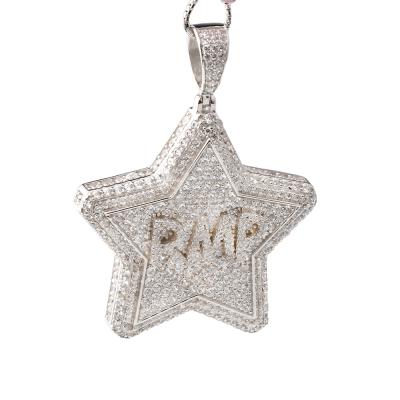 China Hiphop Sterling Silver Pendant Charms Custom Iced Out Zircon Star Necklace Pendant For Women for sale