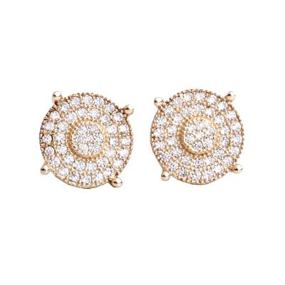 China China Manufacture Wholesale Environmental Friendly Moissanite Diamond Earrings Hip Hop Round 9K 18K 24K Gold Plated Ice Out Ear Stud For Men for sale