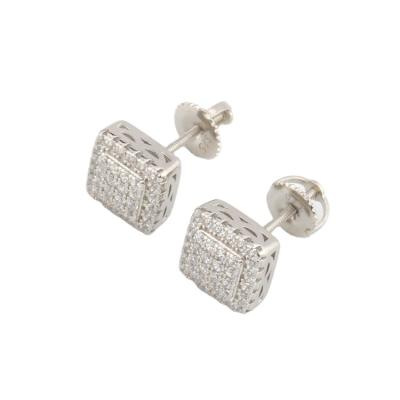 China Korean Style Environmental Friendly Wholesale 925 Silver Stud Earrings For Men Cool Zircon Ice Out Hip Hop Small Stud Earrings for sale