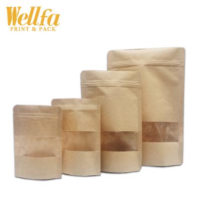 China Custom Biodegradable Pouch Holder OEM Factory Zip Slot Craft Edible Packaging Paper Bag Recyclable With Zipper Window for sale