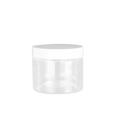 China 350ml Clear Plastic Cylinder Skin Care Cream Candy Jar PET Food Grade Cosmetic Dressing Jar for sale