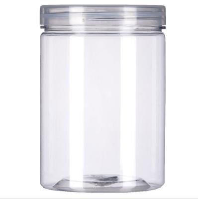 China 600ML PET Barrel Shape Plastic Jar Clear Skin Care Cream For Candy Salad for sale