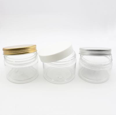 China Skin Care Cream PET Clear Plastic Jar 150ml BPA Free With Black Lid for sale