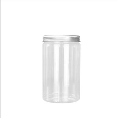 China Skin Care Cream Food Grade Round 700ml Cylindrical Transparent Plastic Jar With Aluminum Lid for sale