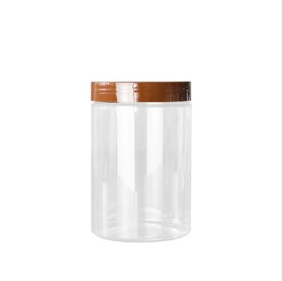 China Plastic Clear Skin Care Cream 600ml PET Food Grade Cylinder Candy Jar for sale