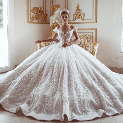 China Anti-Static Custom Women Dresses V Neck Wedding Dress Shorts Off The Shoulder Ball Gown Wedding Dress for sale