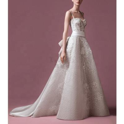 China High Quality Satin Wedding Dress Marie Professional Design Brautkleid Trumpet OEM Long Dress Anti-Static Zipper Lace Up Bridal Gown Lvory Dress for sale