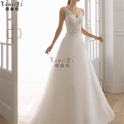 China Wholesale Price Luweiya Wedding Wear Anti-Static Sleeveless Wedding Dress For Ladies Modern Spring Wedding Outfit for sale