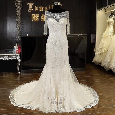 China Custom Made Mermaid Bridal Gown Luweiya Anti-Static Beauty Wedding Dress Robe De Mariage Vestidos De Novia Elegant for sale