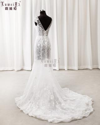 China LUWEIYA Anti-Static Sheath Beading Sexy Lace Mermaid Wedding Dress for sale