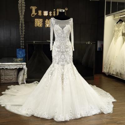 China Mermaid Wedding Dress Vintage Wedding Dress Women Anti-static Sparkly Beaded Bodycon Dresses for sale