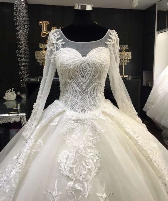 China Custom Beading Ball Gown Wedding Dress Anti-Static Latest Wedding Dress High Level Wedding Dress for sale